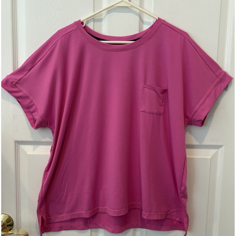 Cuddl Duds Cotton Core Lounge Shirt Short Sleeve Tropical Pink XL EUC!! ๐ฉทโ